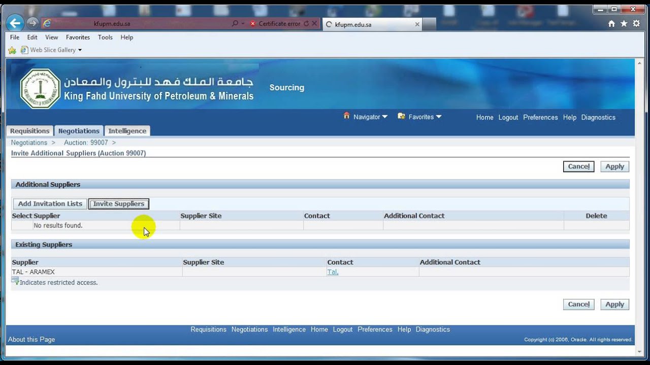 Create & Submit Auction Process - Oracle Sourcing