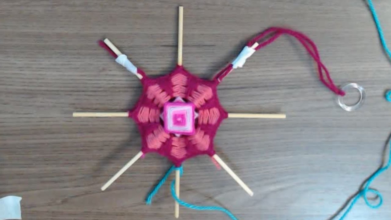 Mandala de Lã (Linha) Dupla - Mandala de 8 Pontas com Bordado - Parte 05
