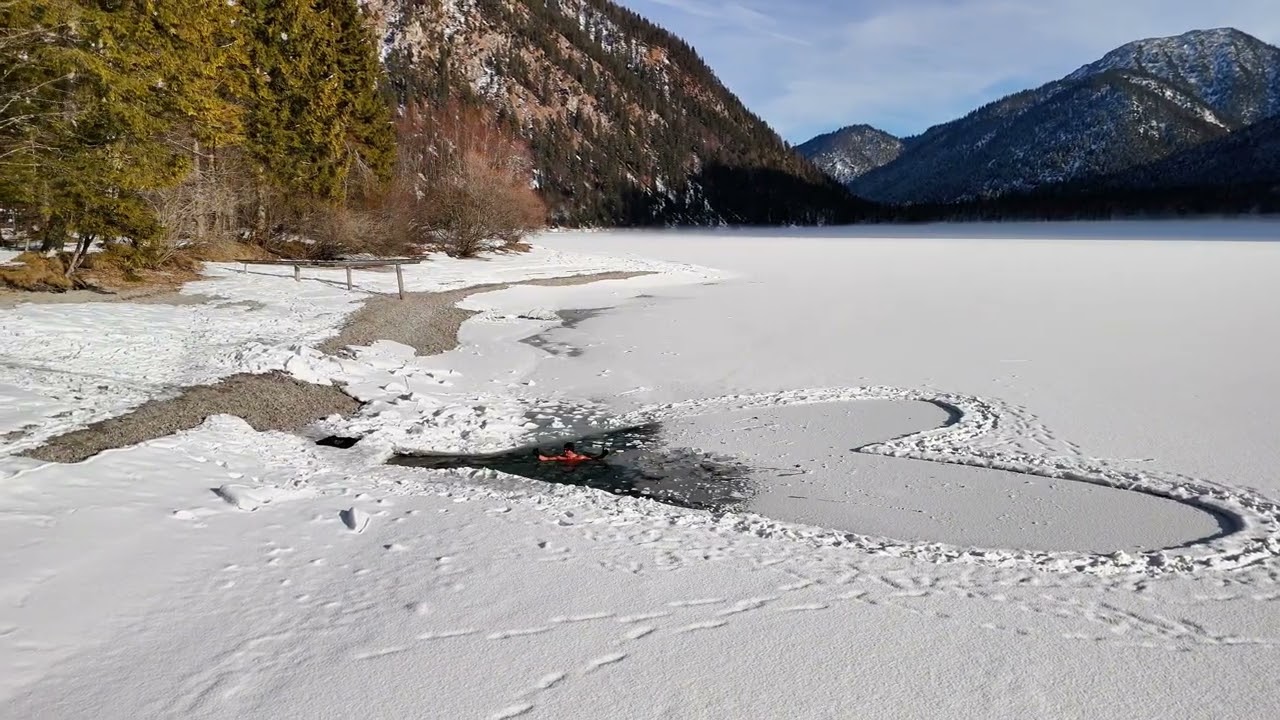 Plansee im Winter | Eisbaden | Drohnenflug