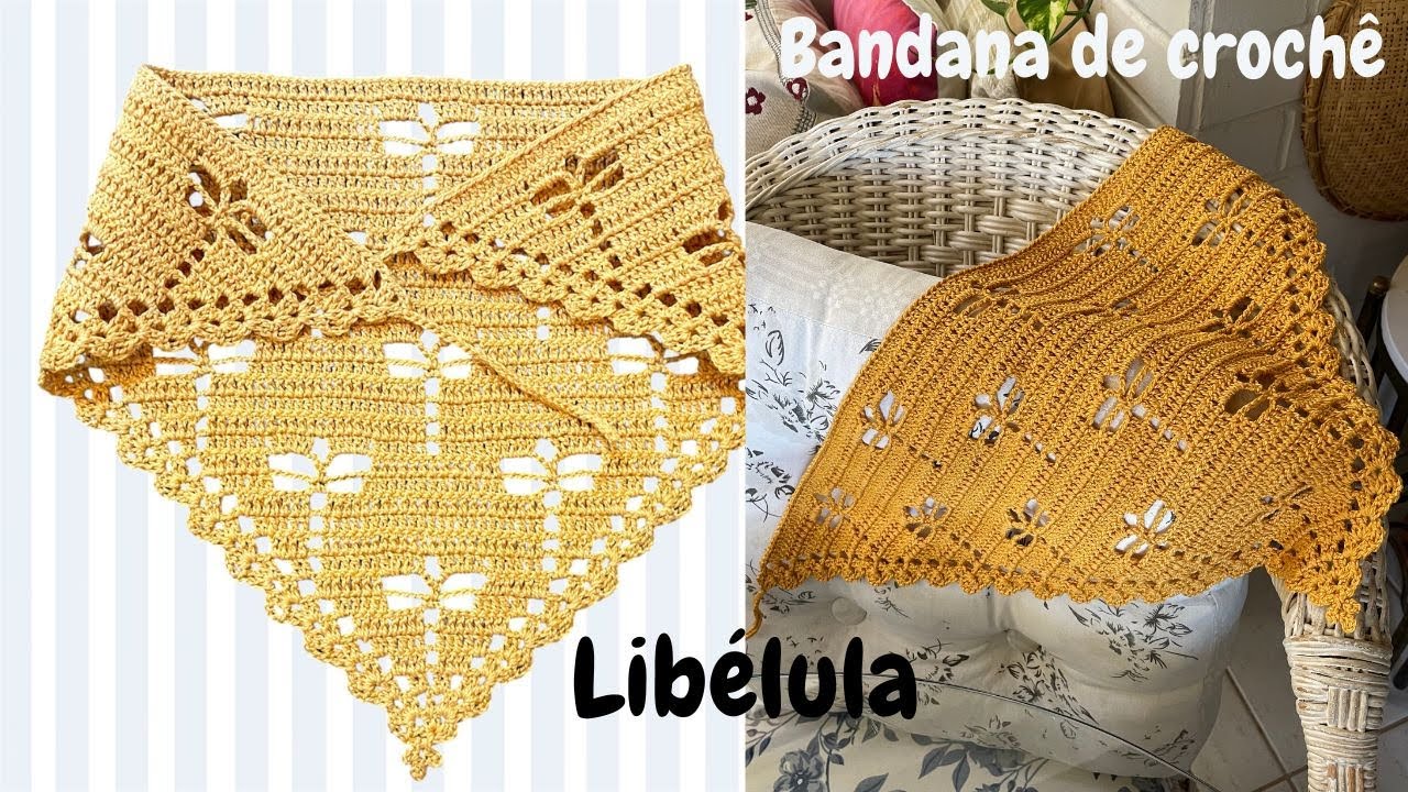 Bandana de crochê - Libélulas - Linda demais!!