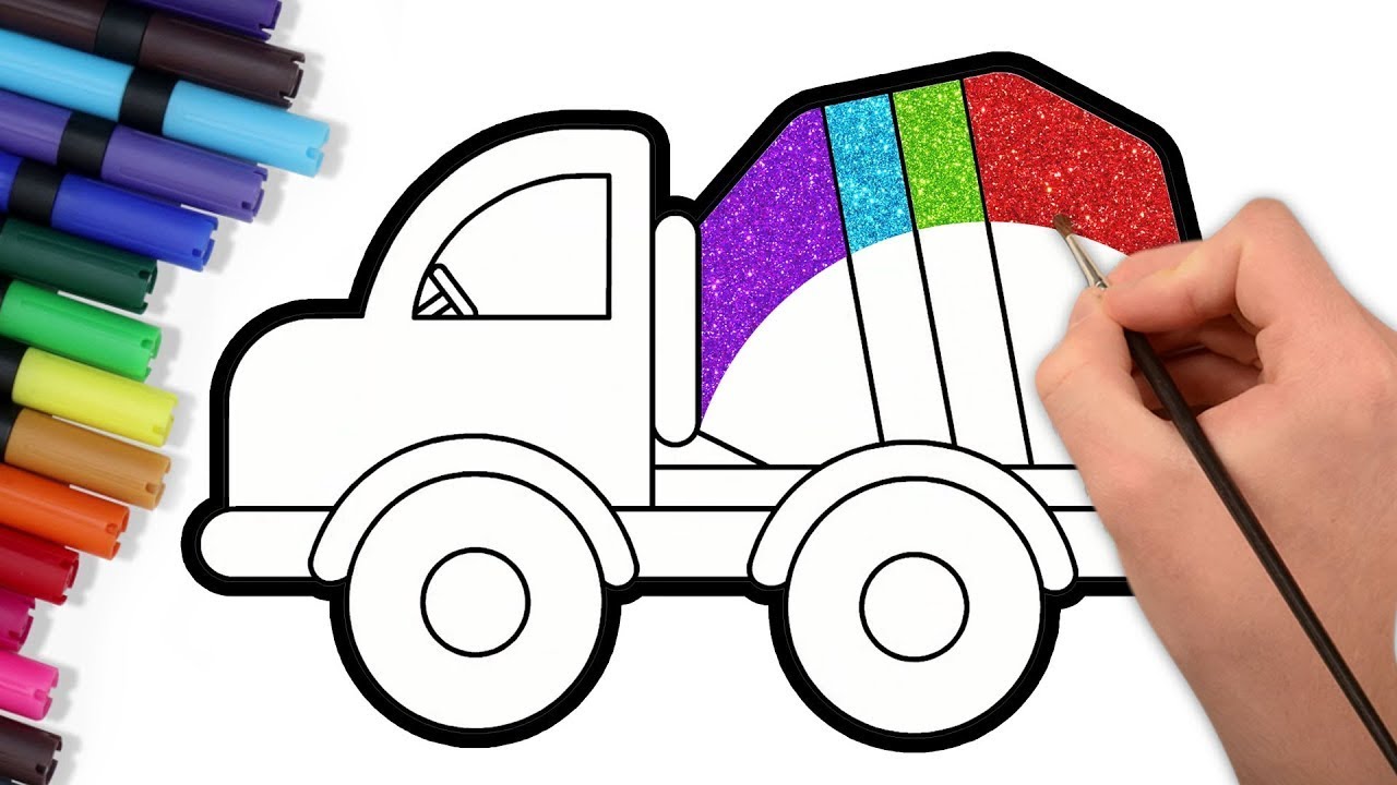 Recycling Truck Drawing, Coloring and Painting for Kids, Toddlers | How to Draw a Truck | Chiki Art