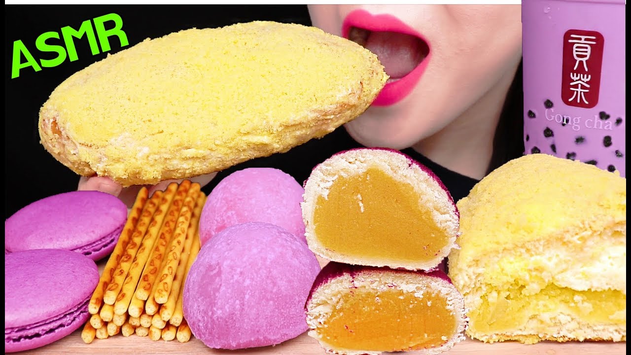 ASMR SWEET POTATO DESSERTS, BUBBLE TEA, ICE CREAM 고구마 디저트 모음! 고구마빵, 찰떡 아이스크림 먹방 EATING SOUNDS