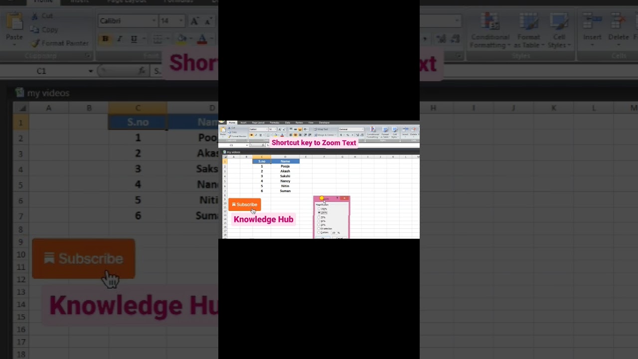 Shortcut key to Zoom in or out in Excel | Excel trick #43 