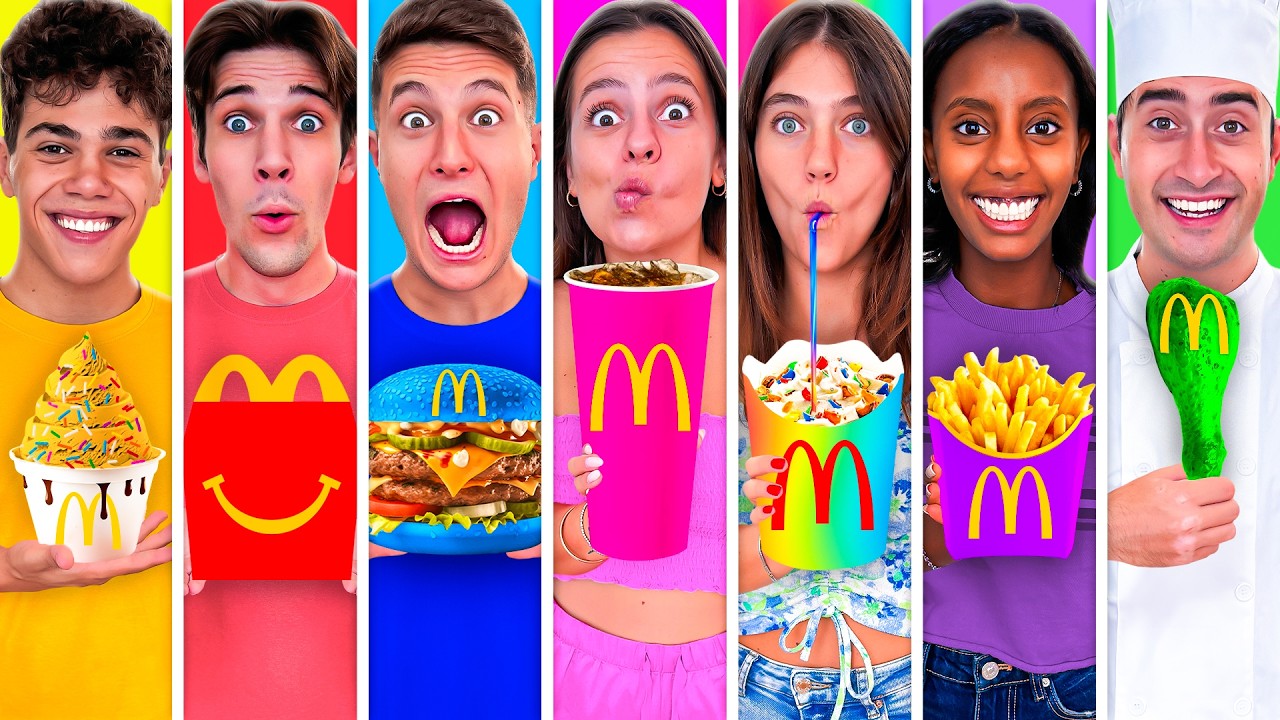 MANGIAMO SOLO CIBO MC DONALD’S DI UN COLORE CON I NOSTRI AMICI PER 24 ORE!🍟