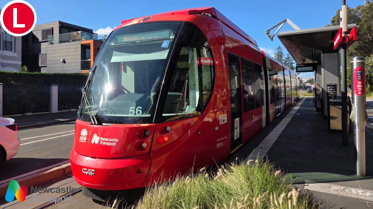 Newcastle Light Rail Caf Urbos 100 light rail ride from Queens Wharf-Civic