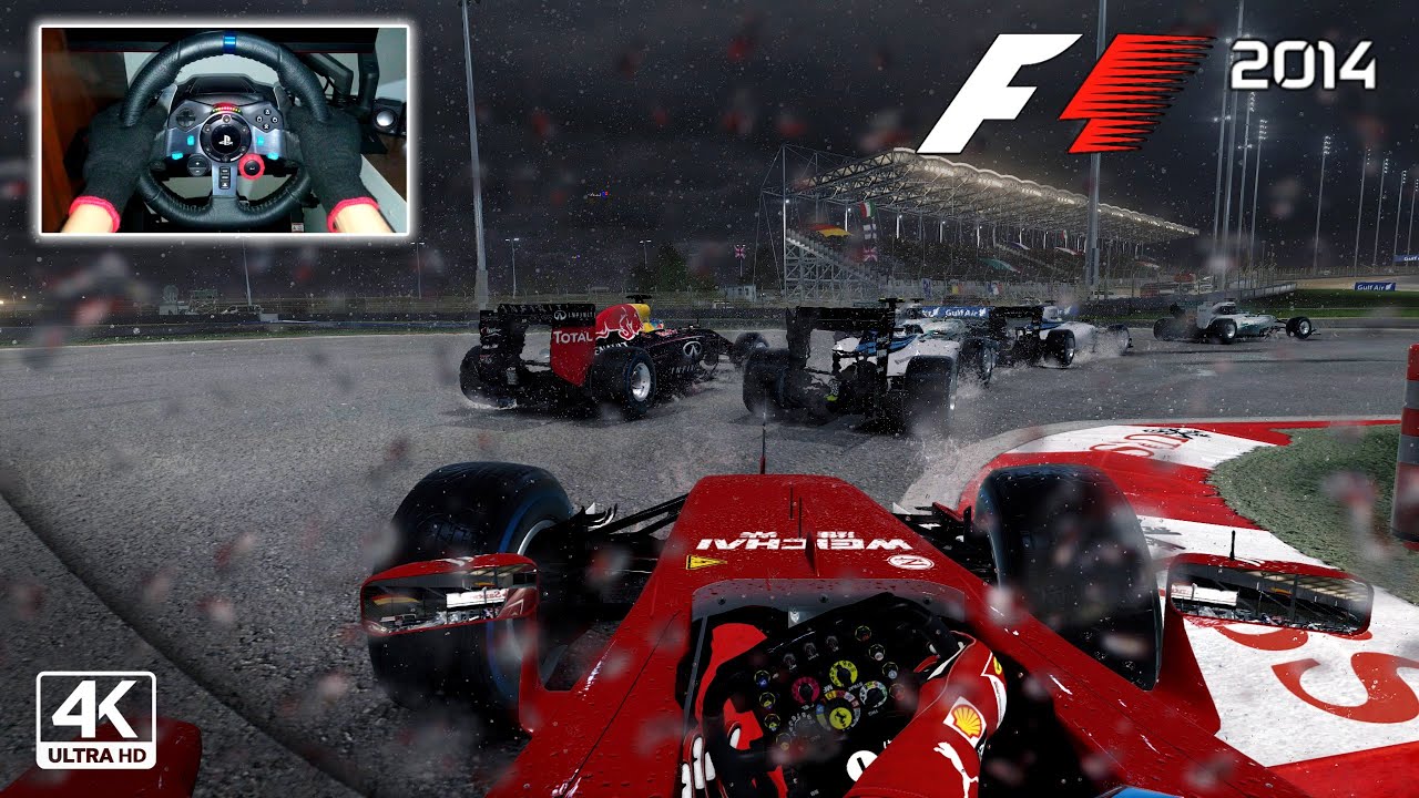 Ferrari F14-T by Fernando Alonso | F1 2014 Bahrain Grand Prix Wet Race | Logitech G29 Gameplay