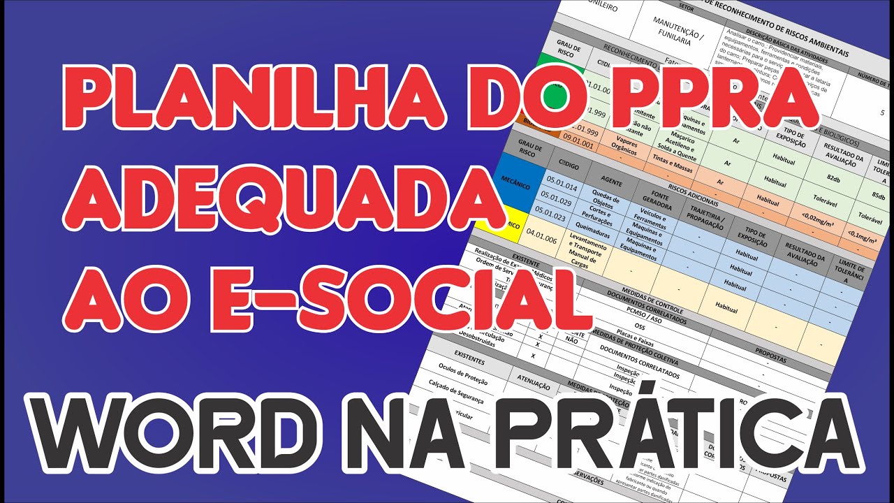 Planilha de PPRA   Adequado ao E SOCIAL