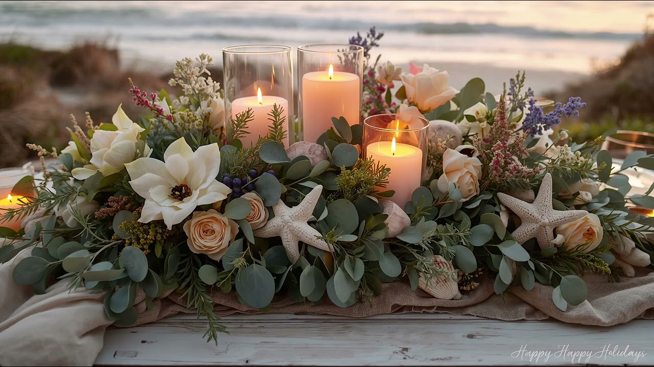 🌊Frame TV Coastal Happy Holidays Christmas Art TV Screensaver