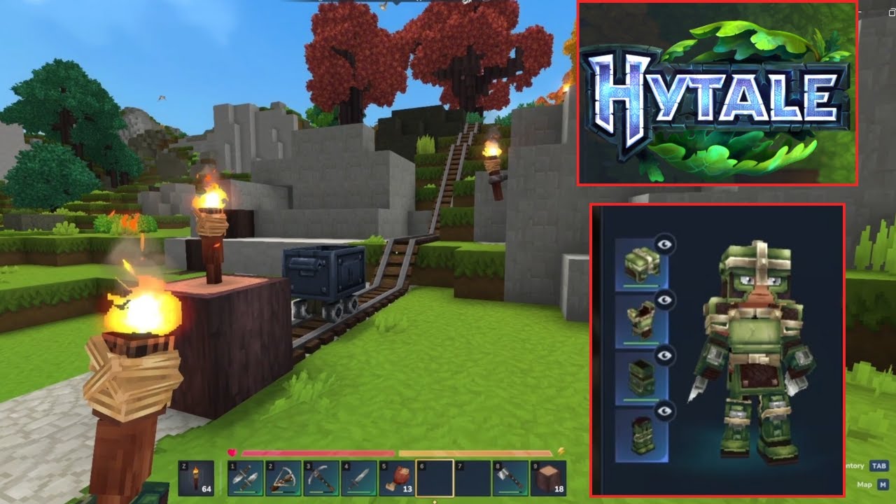 HYTALE - THE MINECARTS AND RAILS ARE BRILLIANT NOW THEY HAVE BEEN UPDATED - I ALSO UPGRADE MY ARMOR