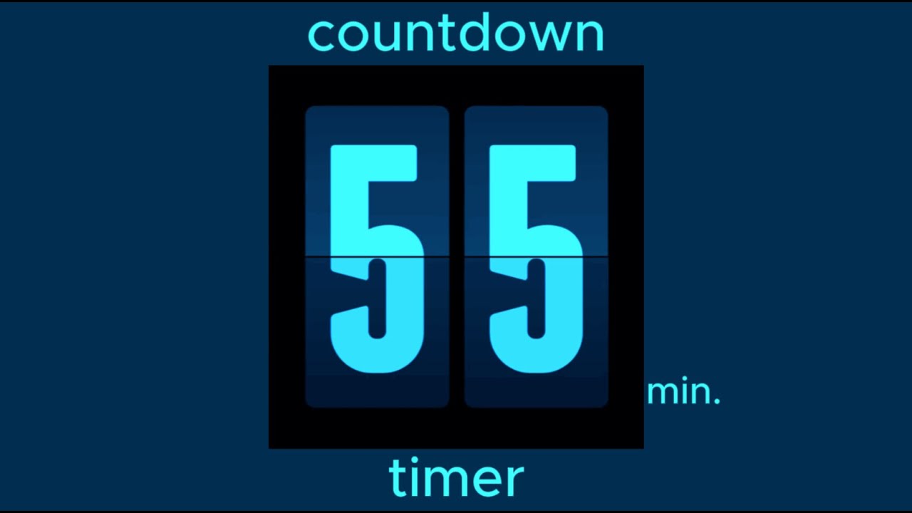 55 min countdown timer / electric blue design • flip timer • no music • only bell / productivity