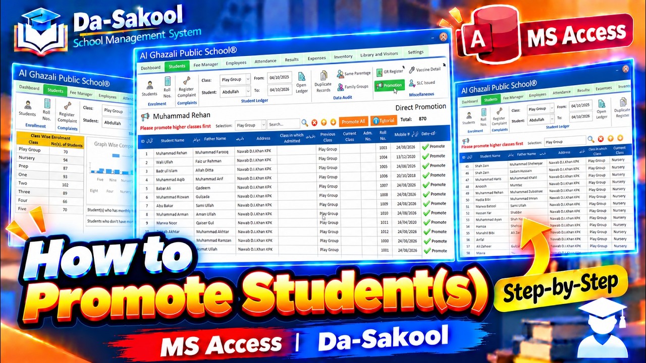 How to Promote Students in MS Access | Direct Promotion | Da-Sakool School Management System