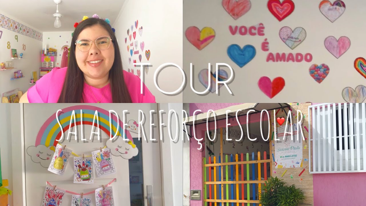TOUR COMPLETO NA MINHA SALA DE AULA PARA REFORÇO ESCOLAR ✏️🌈📚💞