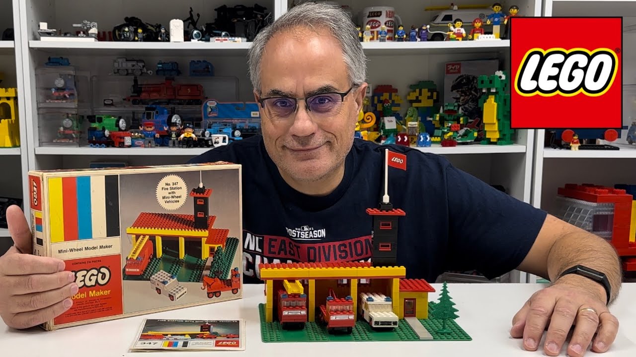 Vintage LEGO Samsonite Set 347 Fire Station with Mini-Wheel Vehicles from 1970 - review