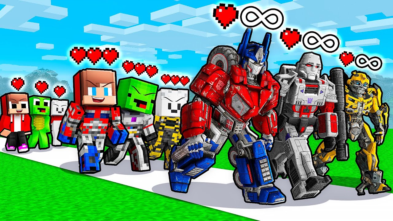 JJ vs Mikey vs Carrie: TRANSFORMERS EVOLUTION BATTLE in Minecraft - Maizen