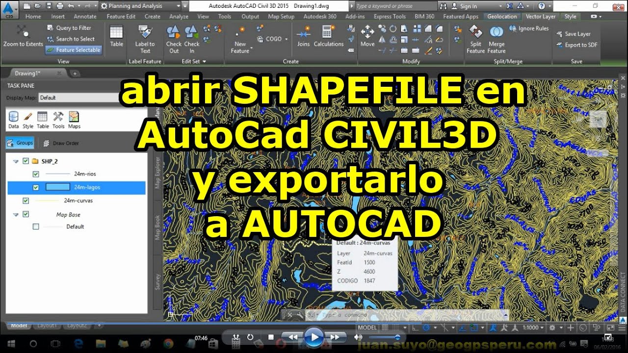 Abrir SHAPEFILE en CIVIL 3D y exportar a AUTOCAD -MAPWSPACE