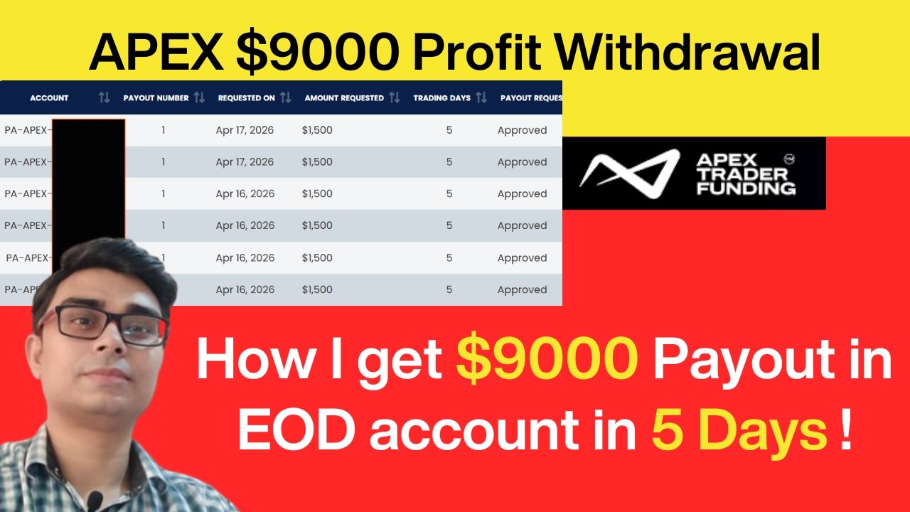 APEX TRADER FUNDING PAYOUT ($9000 in 5 Days) in New EOD Account | Payout Proof