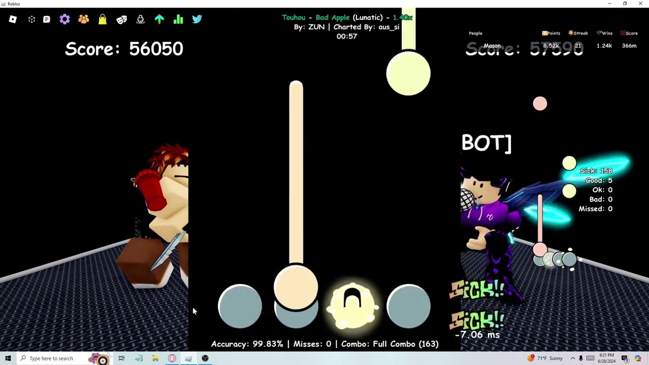 (Funky Friday) Touhou - Bad Apple (Lunatic) (1.40x) // 99.89% Full Combo