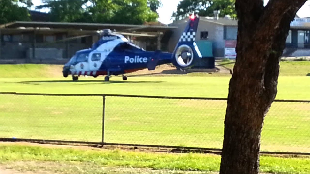 Victorian Police helicopter taking off @ Mansfield