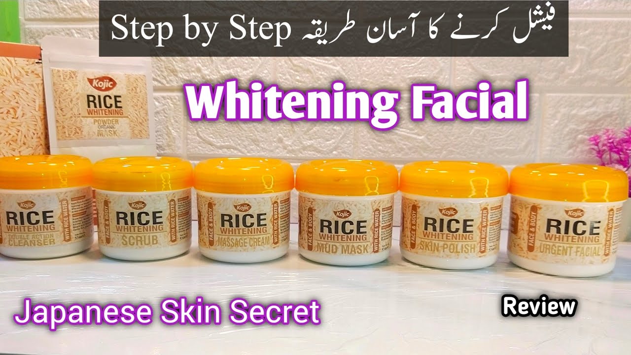 Kojic Rice whitening Facial Kit Review || Japanese Secret for  Skin Whitening || STEP BY STEP facial
