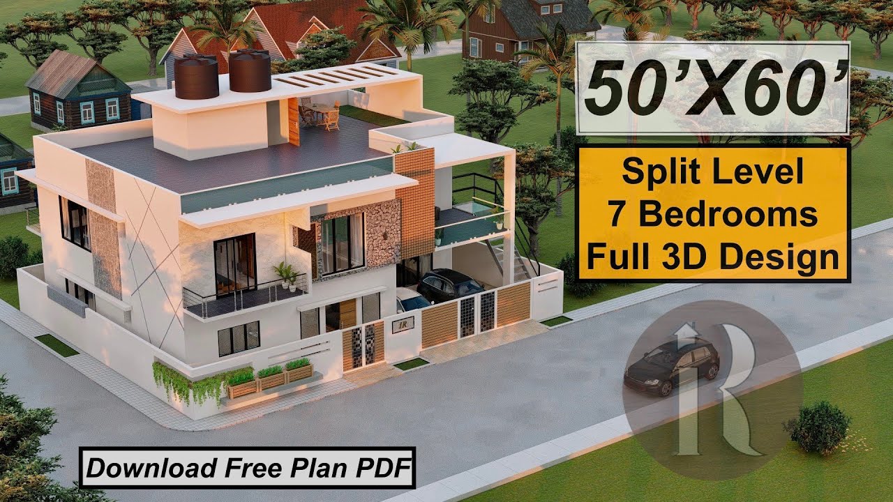50X60 Feet Split Level House Design | 7 Bedroom Duplex House Design | 3000 Sq.ft House Plan
