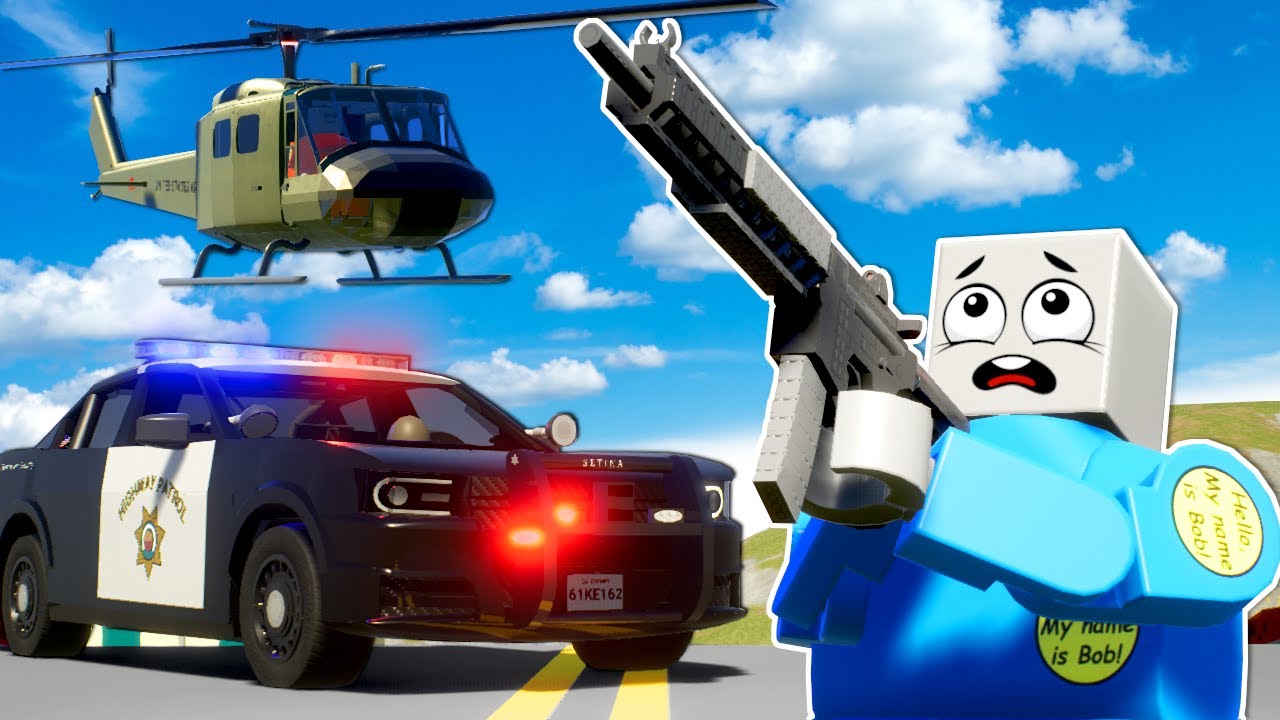 Lego Police Chase Helicopter after Bank Heist! (Brick Rigs)