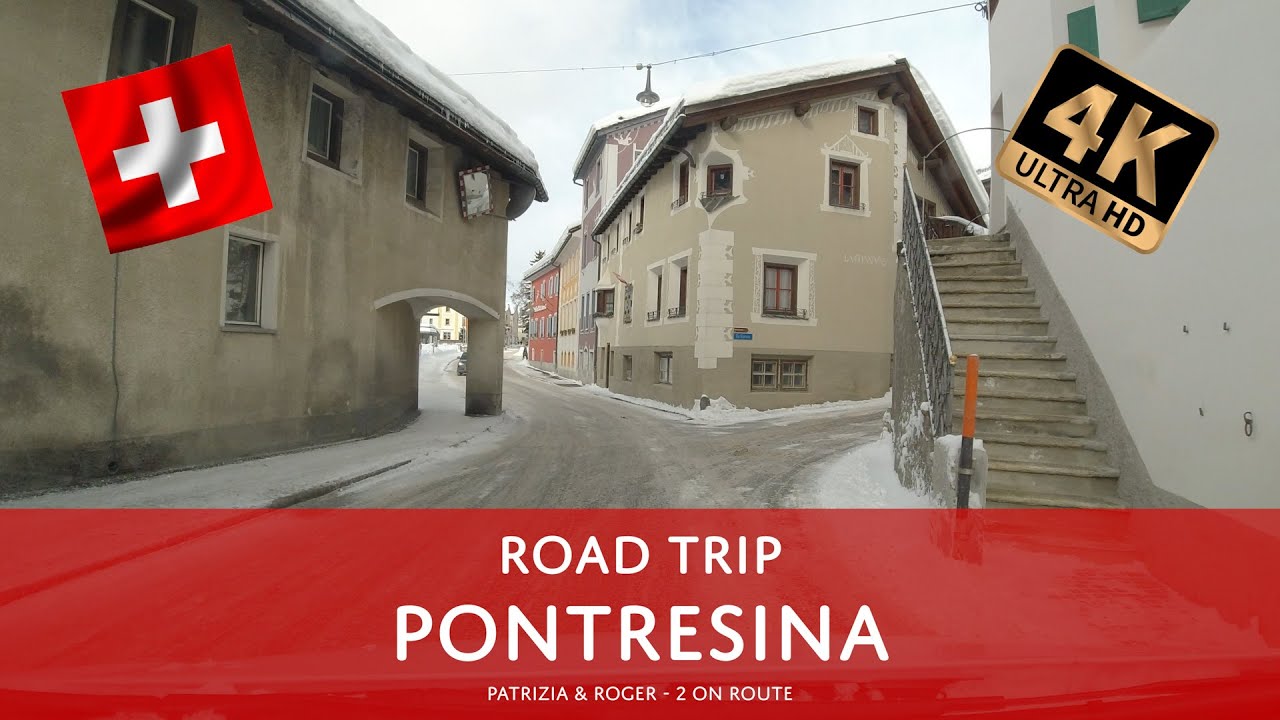 Road Trip Pontresina, Switzerland | Driving Through Pontresina Toward St. Moritz [4K]