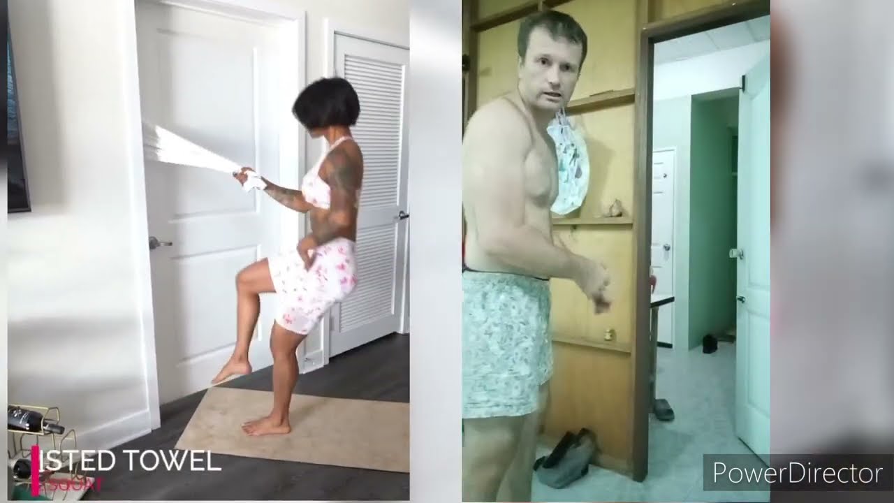 I try to follow home workout routine from online coach using towels.