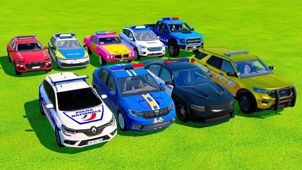 TRANSPORTING AND DRIVEN 9 POLICE CARS, DACIA, VOLVO TO GARAGE FS22 VOL 39