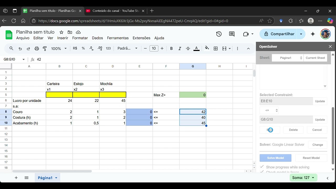 Como utilizar o solver no Google Planilhas
