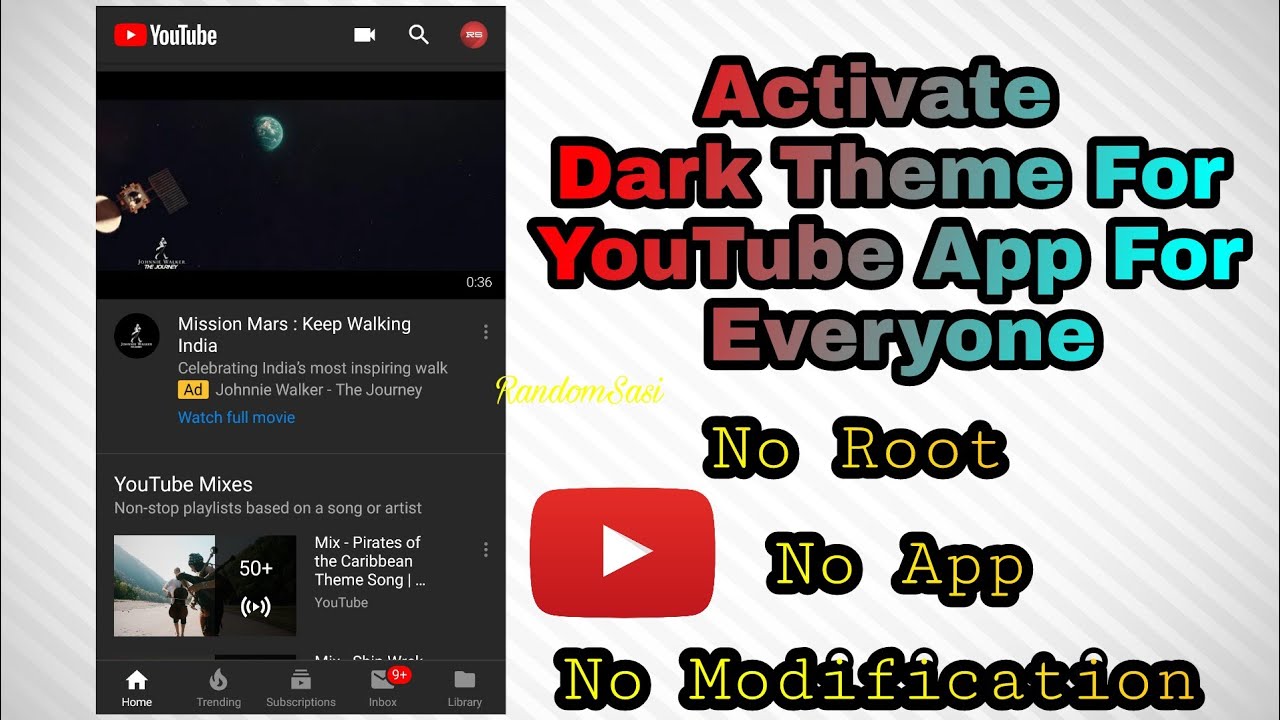 How to Enable DARK MODE in YouTube app(Simple)|No APK|No Root|No Modification|Official YouTube App