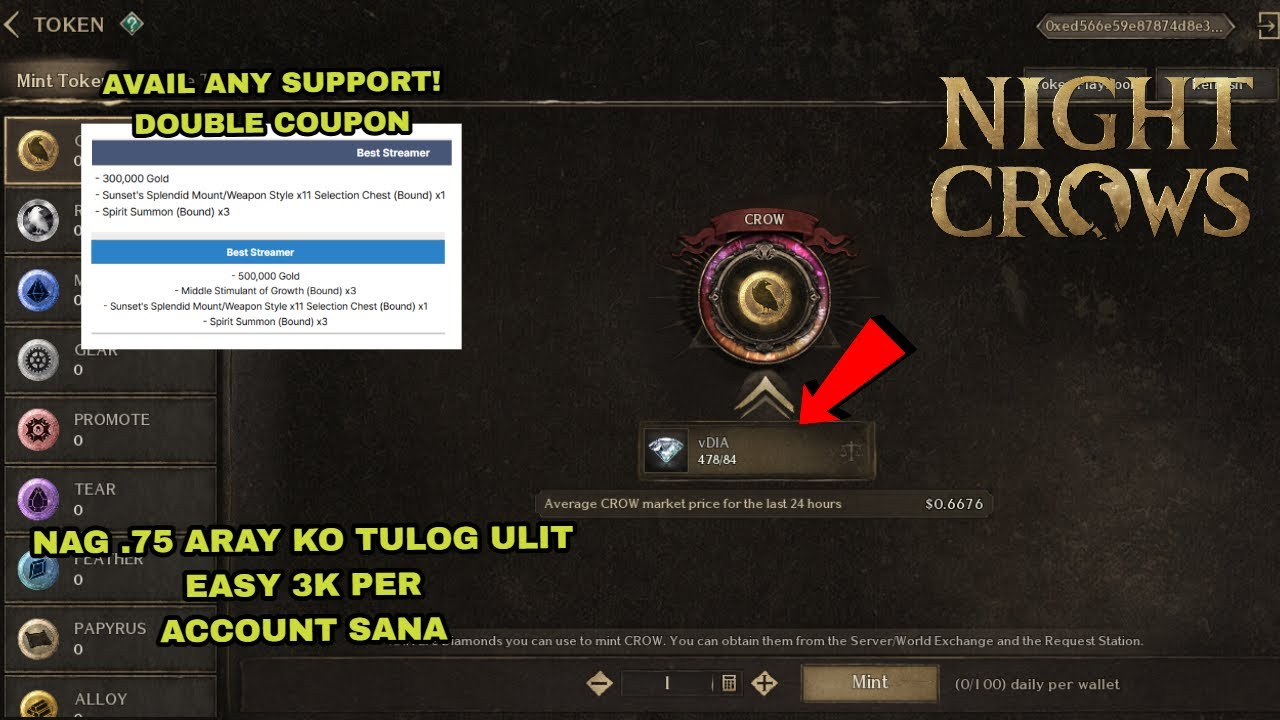 NIGHT CROWS - Nag .75 naka 2kpirdi na ba Double coupon any support first 70