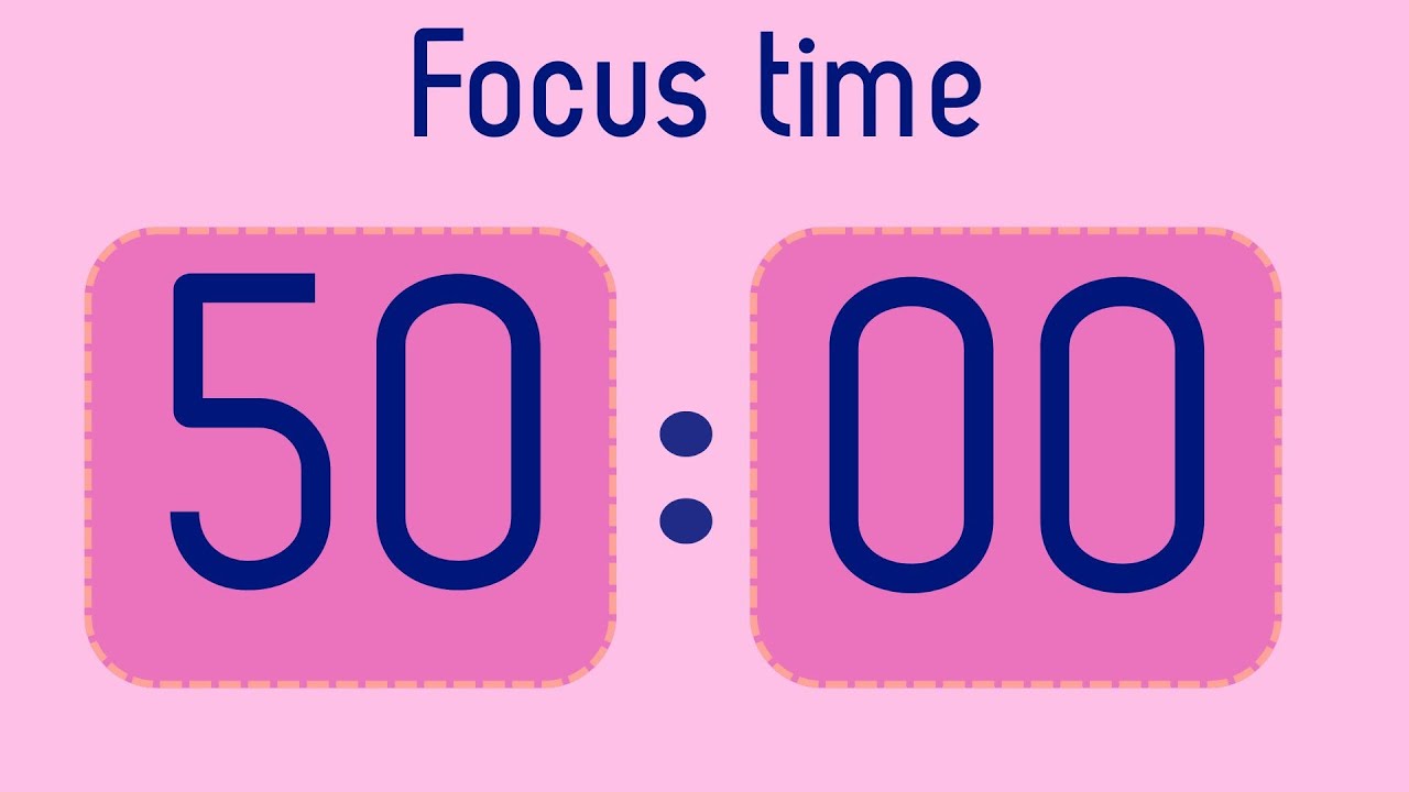 Đồng Hồ Đếm Ngược 50 Phút🧡 Light Pink Background 🧡 ASMR Tick Tock | Deep Focus & Productivity
