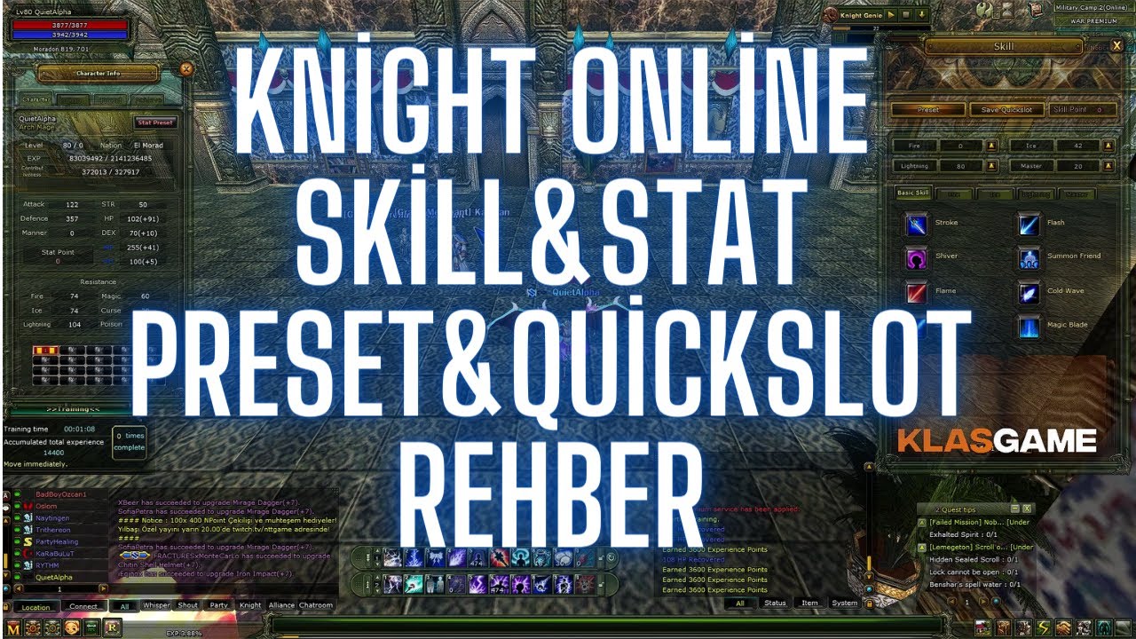 KNİGHT ONLİNE | SKİLL STAT PRESET QUİCKSLOT | SKİLL BAR KAYDETME