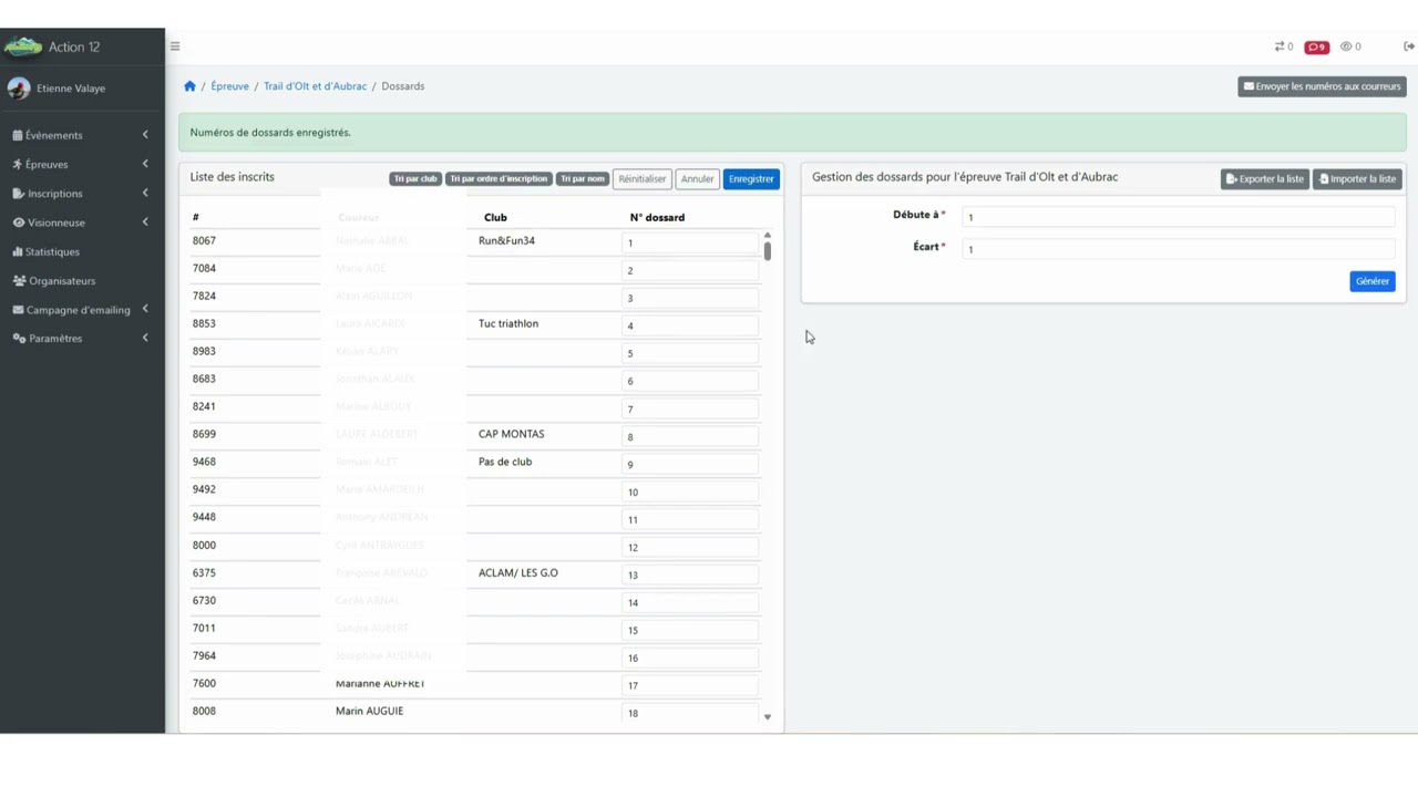 Attribution n° dossard SOLO