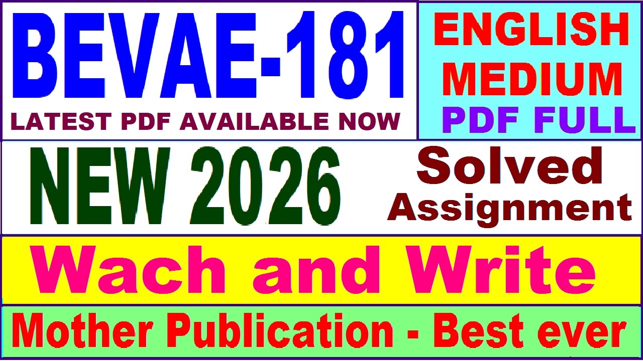 BEVAE 181 solved assignment 2025-26 in English || bevae 181 solved assignment 2026 || ignou bevae181