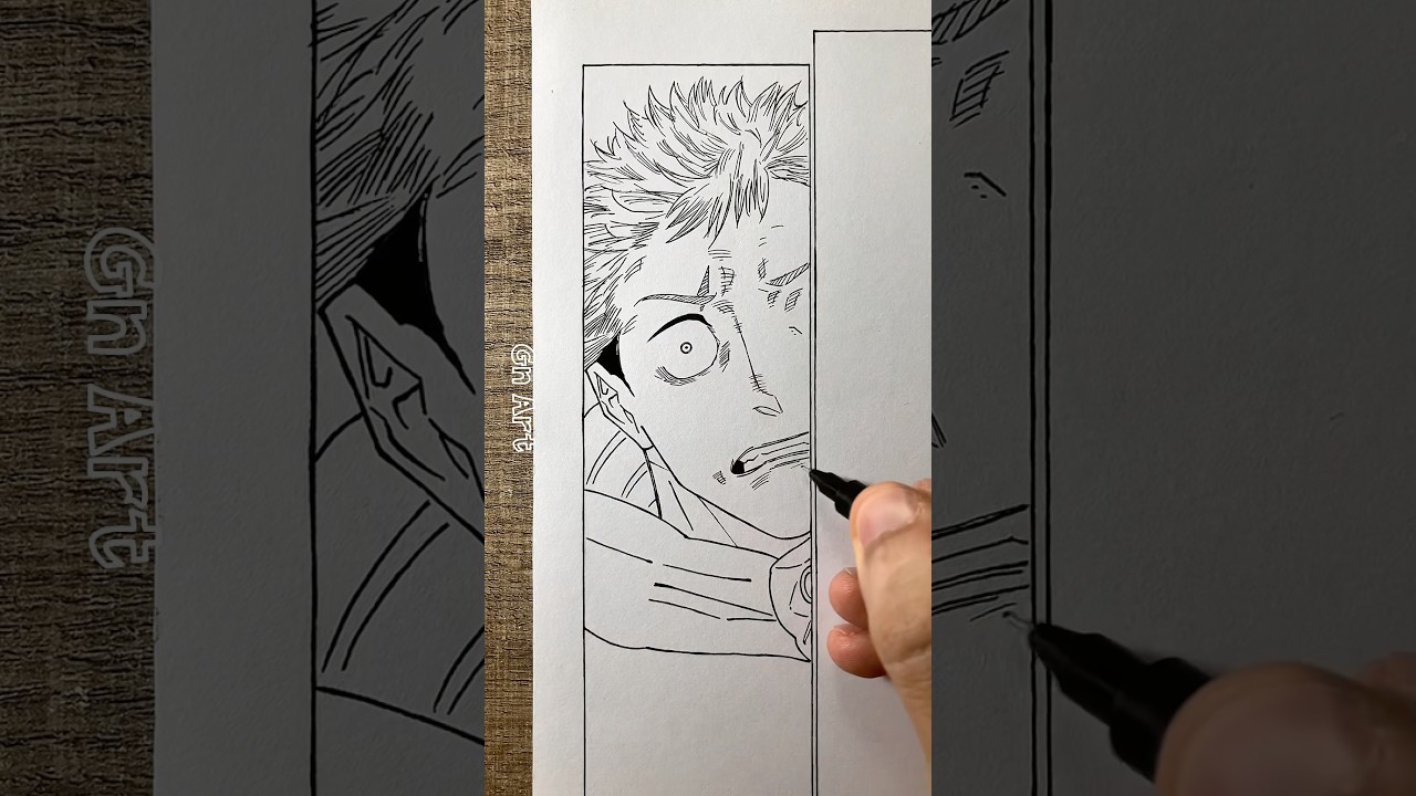 Drawing Yuji & Sukuna - Jujutsu Kaisen #shorts