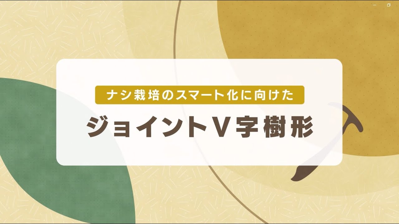 ナシ栽培のスマート化に向けたジョイントV字樹形
