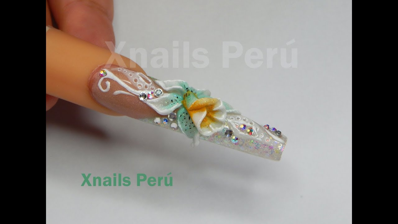 Uñas Acrílicas y Orquidea Higth 3D / 4D punta Extra Large / Xnails Peru
