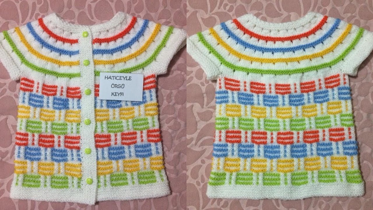 Yakadan Başlama Gökkuşağı Çocuk Yeleği Tarifi.1. 2 Yaş.