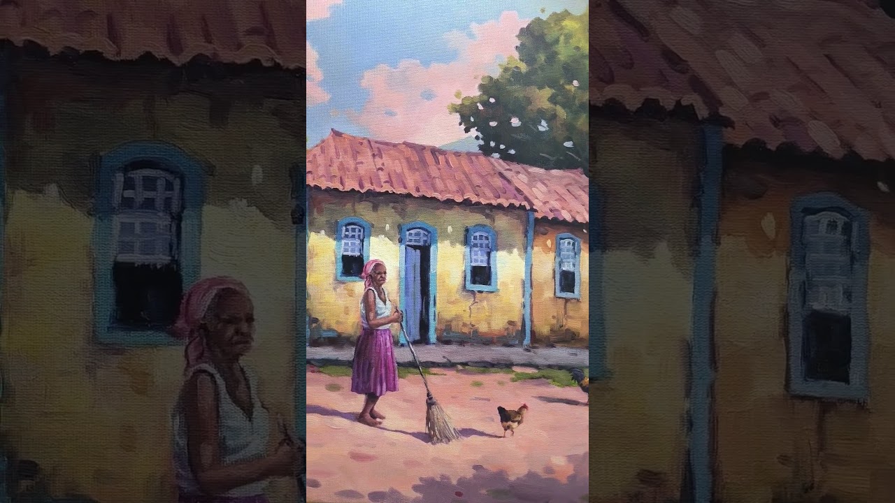 Varrendo o terreiro - Ost 70 x50 cm