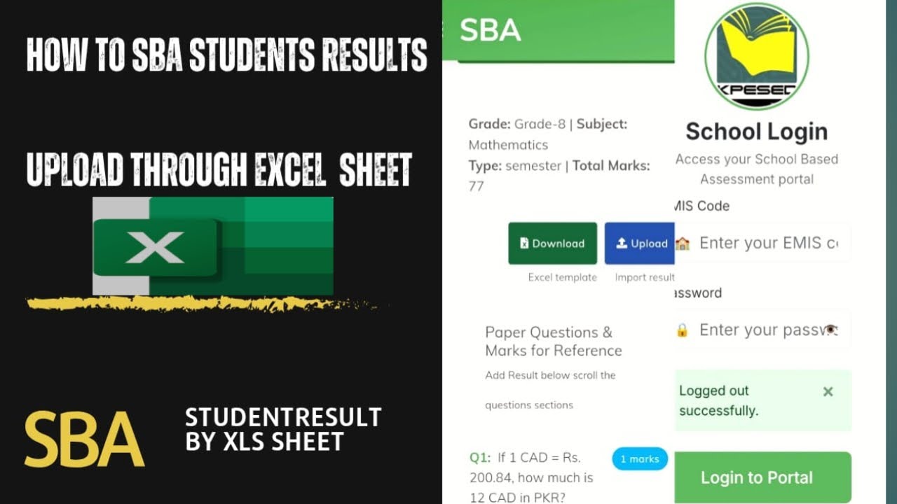 How to upload Students results through xls sheet on SBA Dashboard