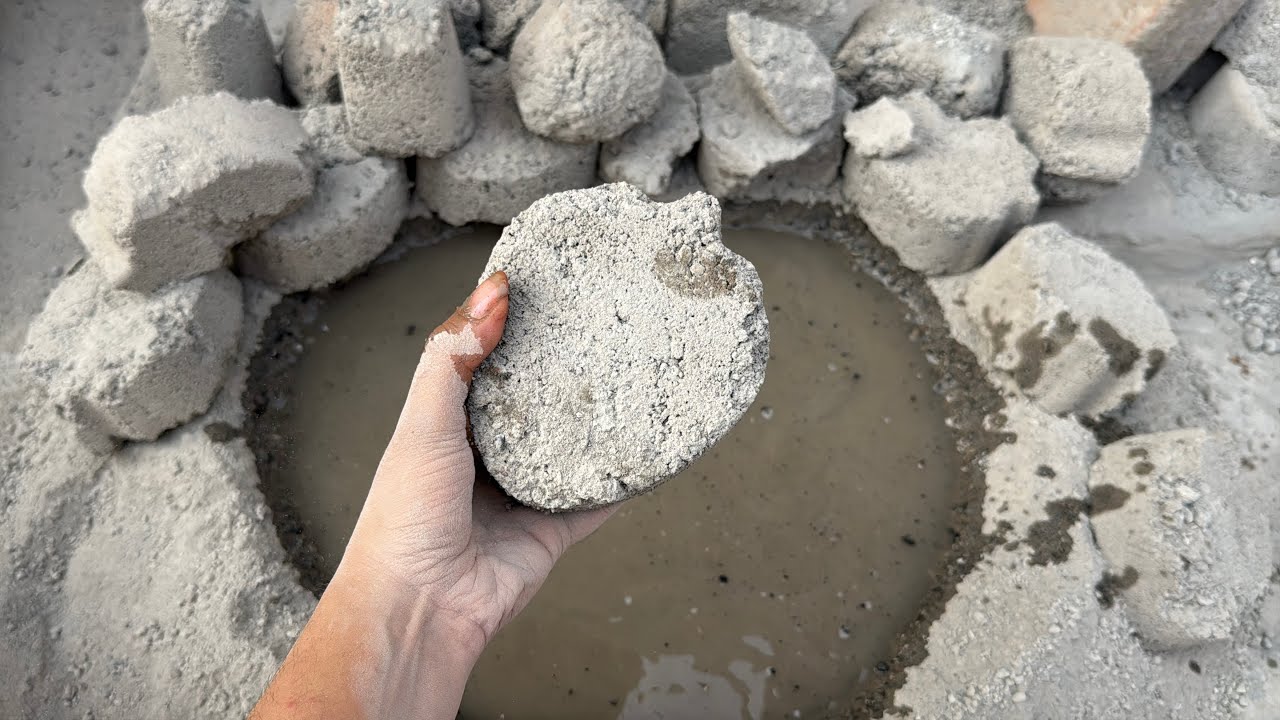 New bombastic crumbling video of grainy cement texture dry & water pool crumbling ❤️🔥