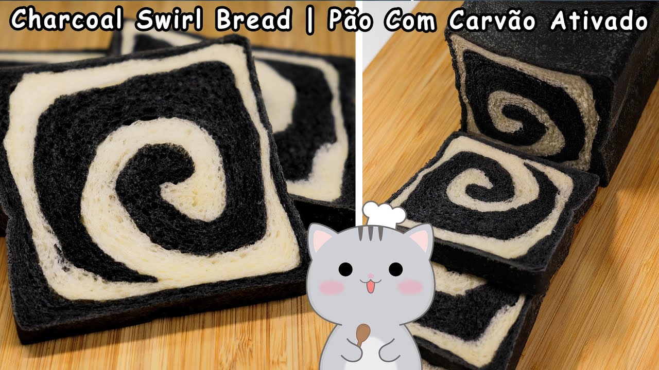 Charcoal Swirl Bread Loaf | Recipe 🍞 Já Viu Pão Com Carvão Ativado? É Muito Fofo E Gostoso | Receita