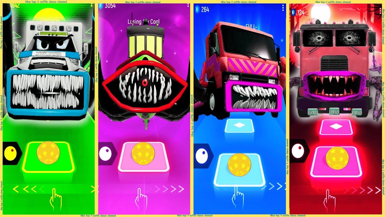 coffin dance - Tow Truck Eater vs Truck Eater vs Ambulance Eater vs Boat Eater | Tiles HOP❗❗🚤🛻🚚