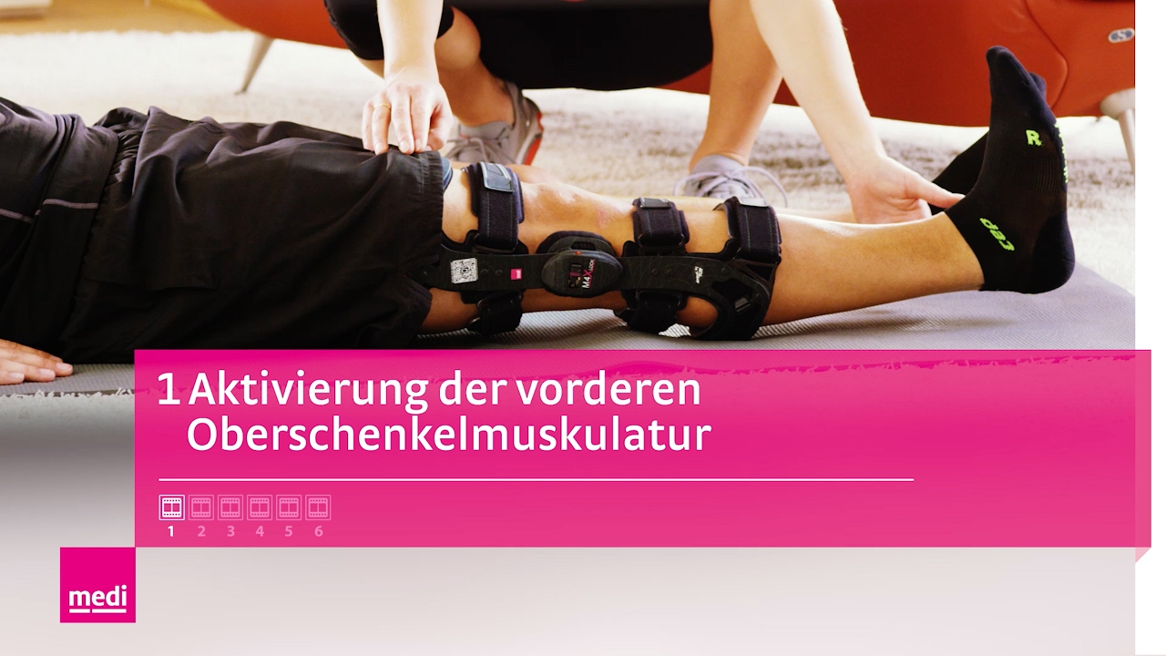 Oberschenkel aktivieren – Mobilisierung Oberschenkelmuskulatur | Meniskus Übungen mit Knieorthese