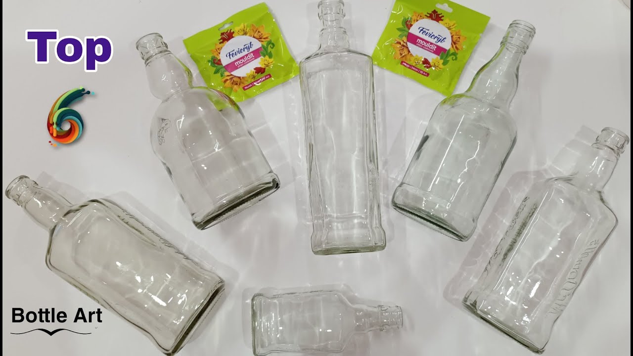 Best Top 6 Glass Bottle Art | DIY Beautiful Decoration Bottle Art | Air Dry Clay Ideas