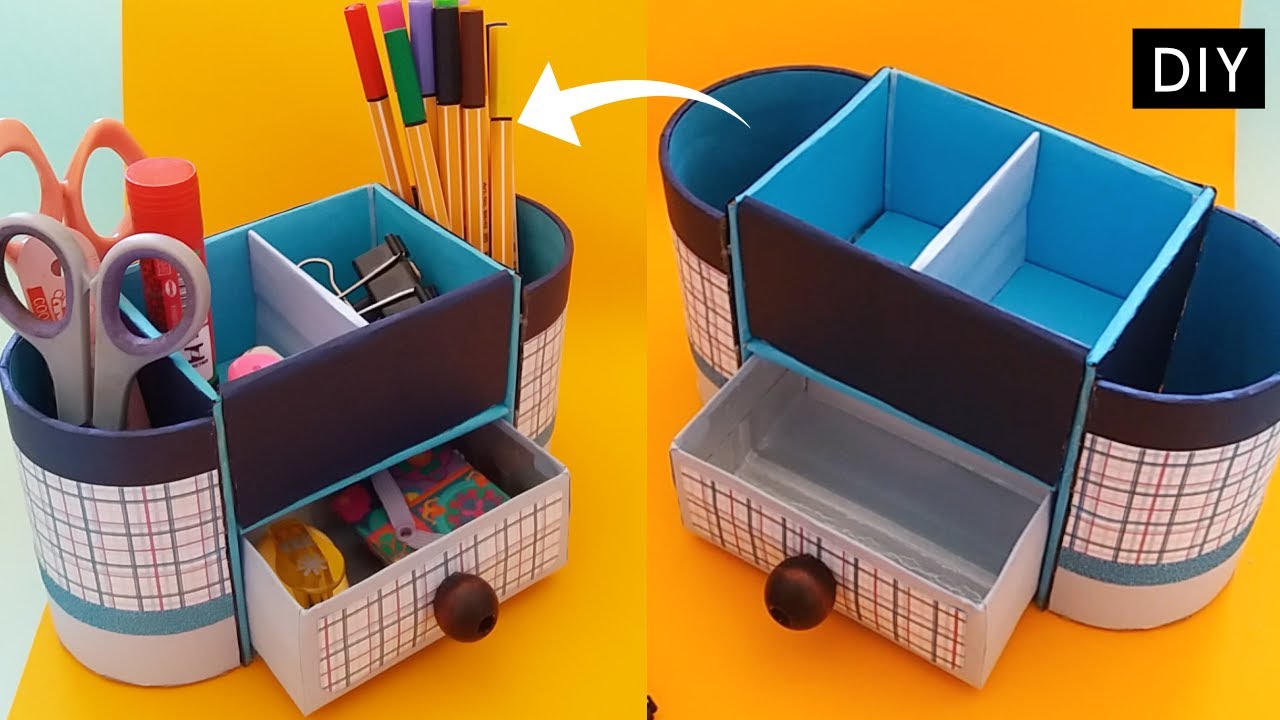 Porta Lápis Criativo de Rolo de Durex DIY - Ideias de Papelão - Reciclagem Criativa