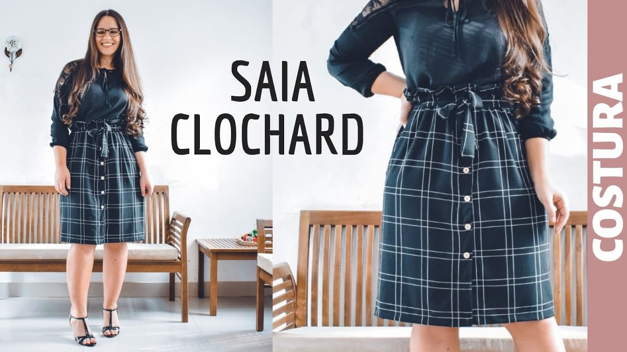 COSTURA PARA INICIANTES - SAIA CLOCHARD COM BOTÕES - feat. LENSCOPE | ELLEN BORGES