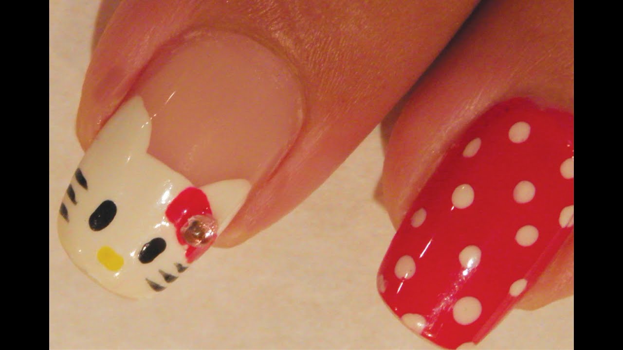 Hello kitty nail art tutorial