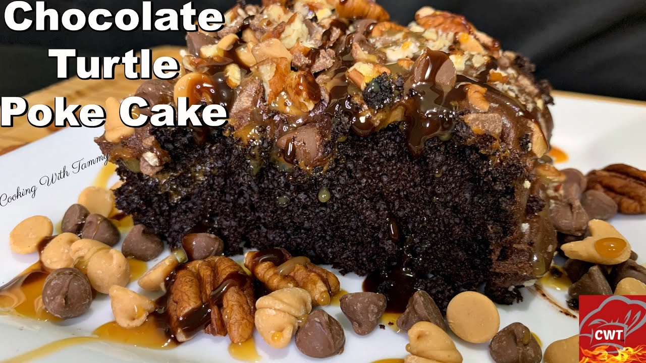 How To Make The Best Chocolate Turtle Poke Cake